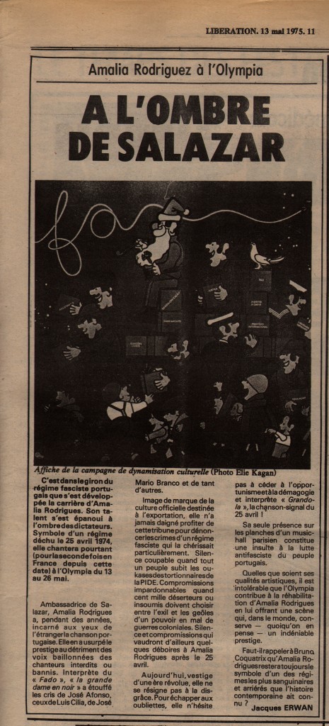 Amalia Rodiguez, par J.E. - Libération 13/05/75