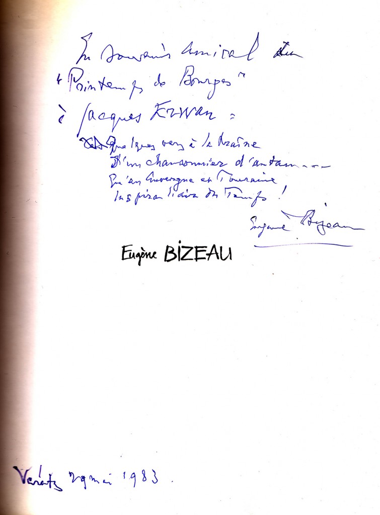 Dédicace d'Eugène Bizeaud